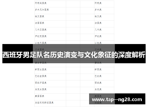 西班牙男足队名历史演变与文化象征的深度解析